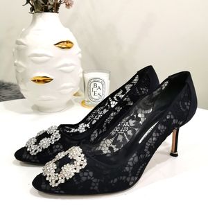 Manolo Blahnik Black Lace 7cm Heels